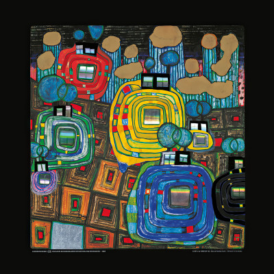 現地の人々と外国人向けのパビリオンとバンガロー 作： Friedensreich Hundertwasser